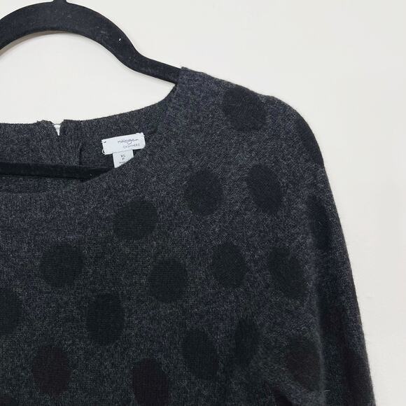 Halogen XSmall XS Heather Gray Black Cashmere Polka Dot Sweater Zip Back Detail - Picture 3 of 6